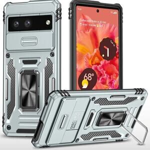 Phone Case For Google Pixel 7 Sliding Lens Cover Shockproof Ringstand Car Holder